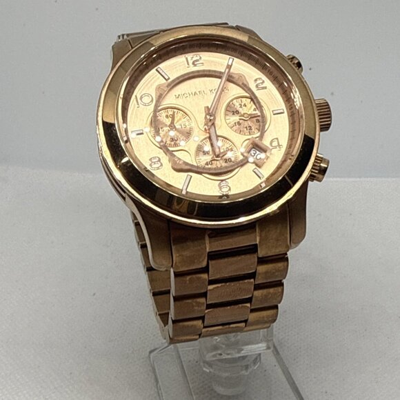 Michael Kors Runway Chronograph Rose Gold-Tone Stainless Steel MK8096 45mm - Picture 11 of 16